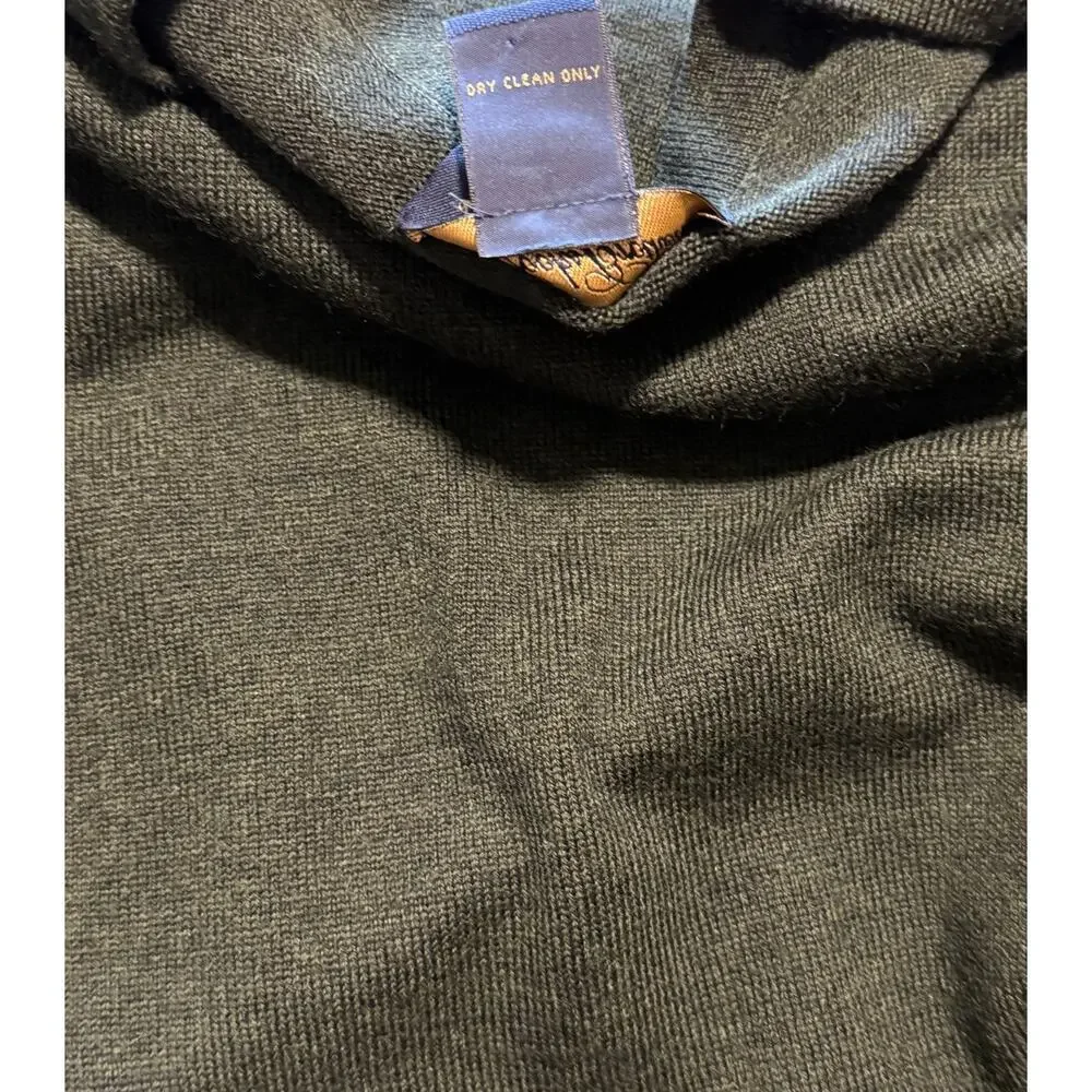 Vintage Brooks Brothers Dark Green Merino Wool V-Neck Sweater - XL